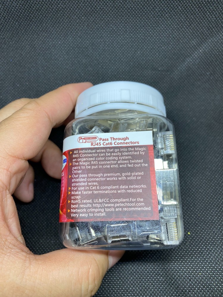Petechtool RJ45 Cat6 Connectors 50 Pcs