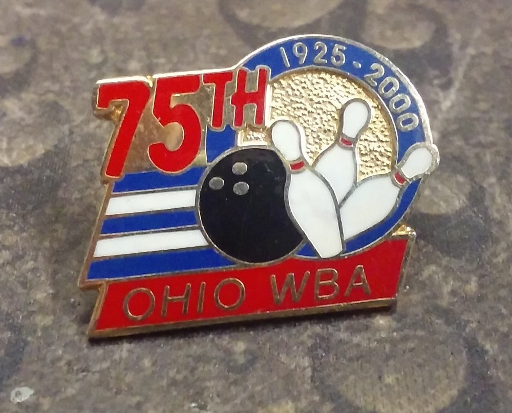 75th Ohio WBA Bowling pin badge 1925-2000