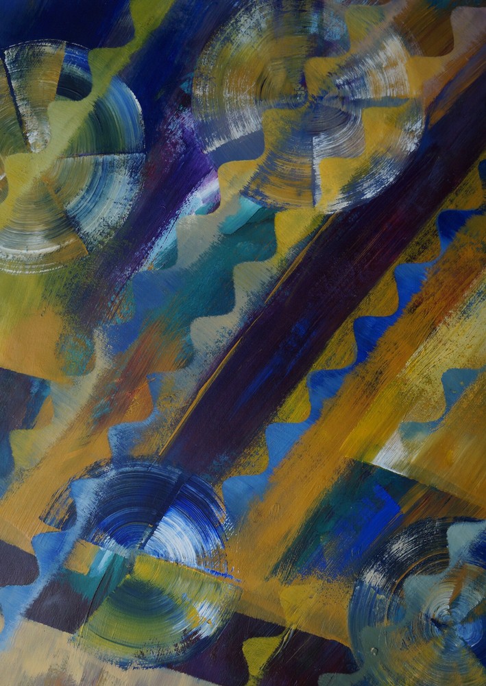 Acrylic on Paper Abstract Composition Signed TEMPE