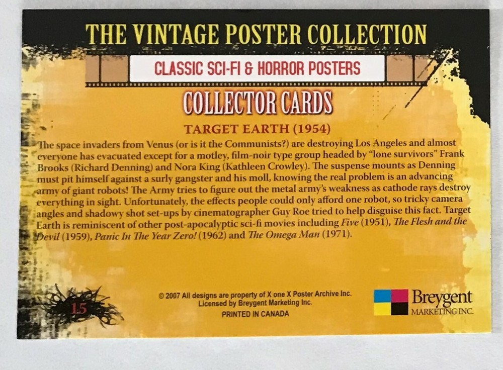Target Earth Movie Collector Card ,