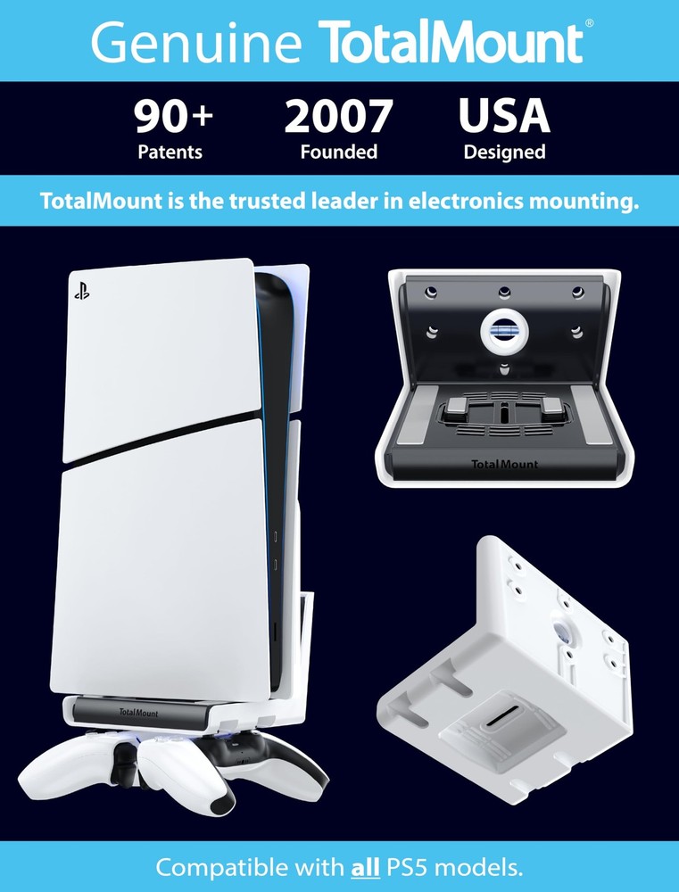 Wall Mount for All PS5 Models - Includes Controller Holder for Slim & Standard