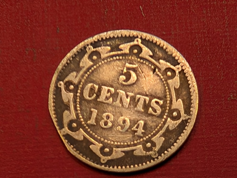 1894 Canada Newfoundland 5 Cent Silver Fine + 250252