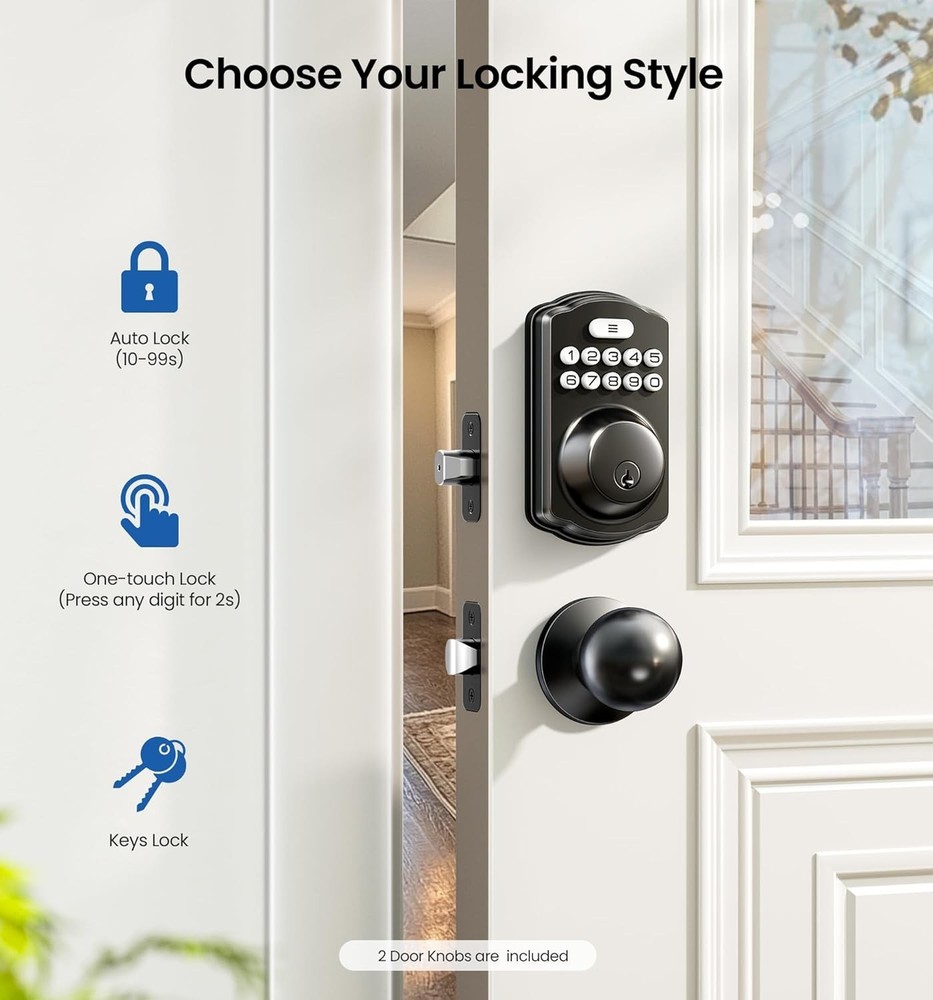 Keyless Entry Door Lock with Backlit Keypad - Matte Black