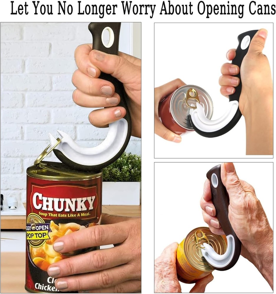 2Pcs Ring Pull Can Opener Ergonomic Tab J Shape Handy Ring Pull Opener