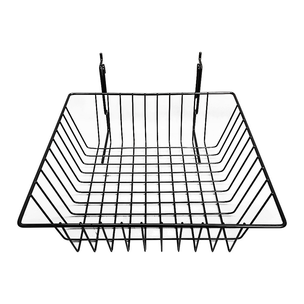 6 Pc Black Small Double Sloping Basket Slatwall Gridwall Pegboard Rack Fixture