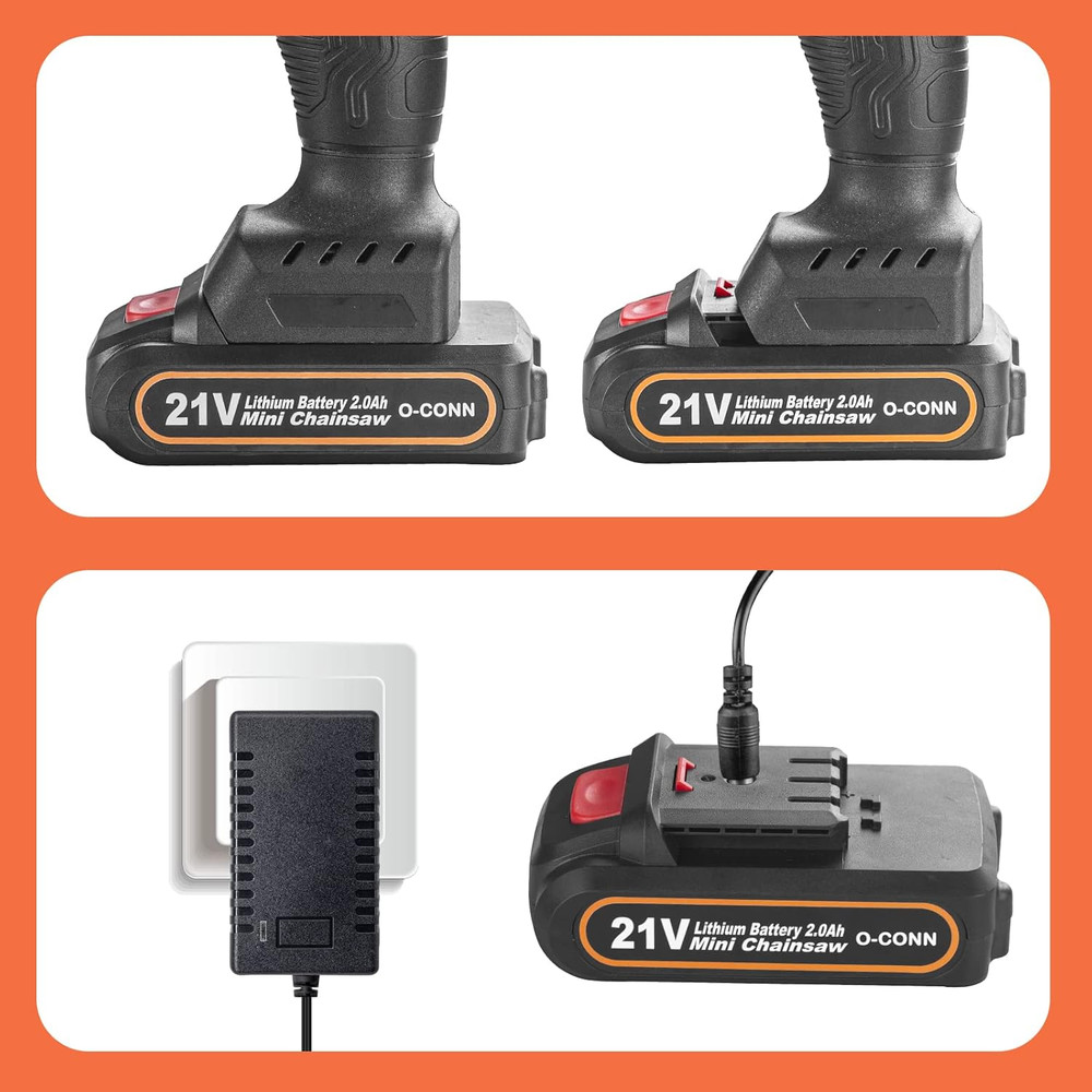 O-CONN Mini Chainsaw Battery Replacement, 2 Pack 21V MAX 2000Mah Rechargeable Ba