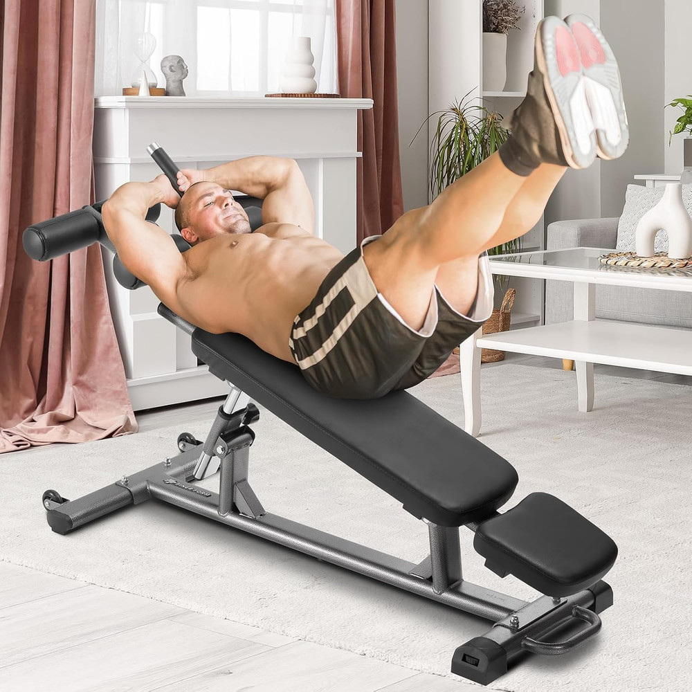 Sit up Bench, Decline Ab Bench with Reverse Crunch Handle, Adjustable Height Set