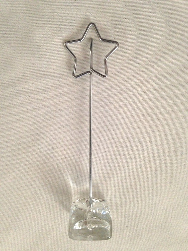 Clear & Silvertone Name Tag Card STAR Clip Holder