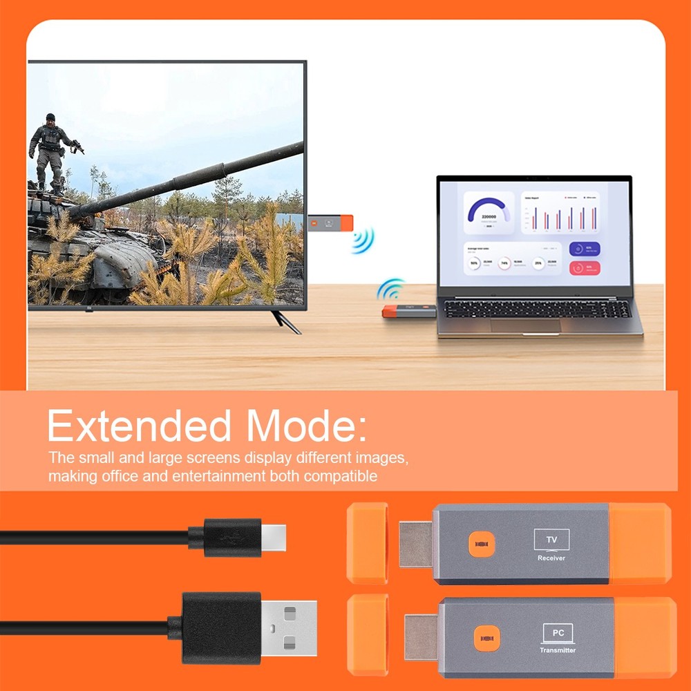 HD Wireless HDMI Video Transmitter and Receiver TV Stick Screen Share Extender~