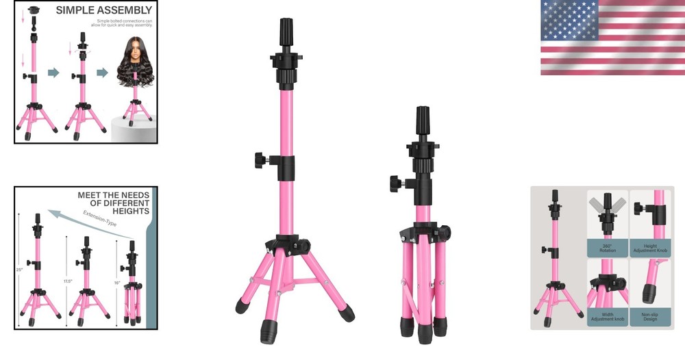 25 Inch Adjustable Mannequin Head Stand - Perfect Wig Display & Training Tool