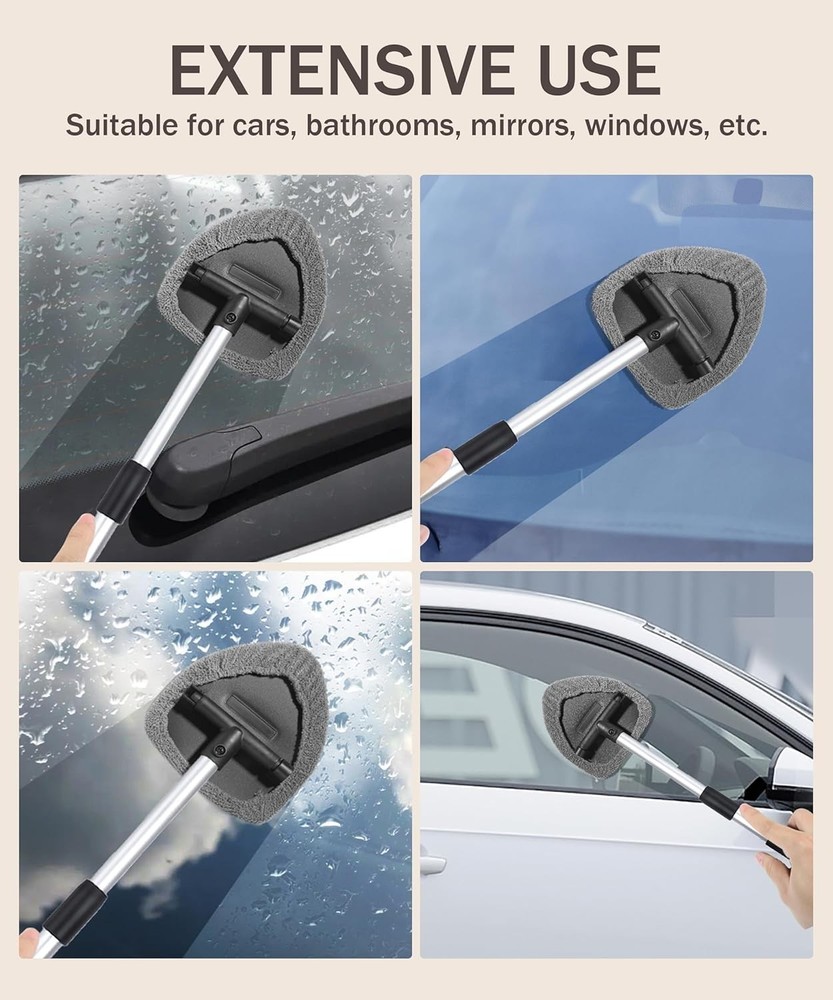 Car Window Cleaner Kit Windshield Cleaner Microfiber Brush Extendable Handle