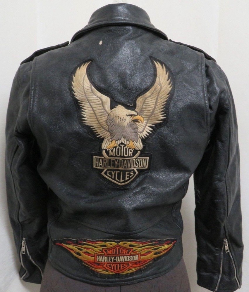 Harley Eagle Patch Leather Biker Jacket (aftermarket)