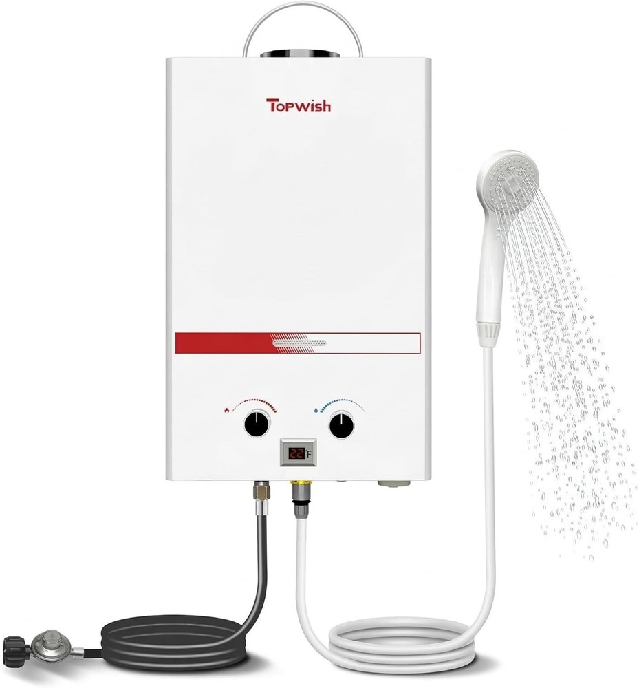 Portable Propane Tankless Water Heater 8L 2.11 GPM Outdoor RV Shower 54500 BTU
