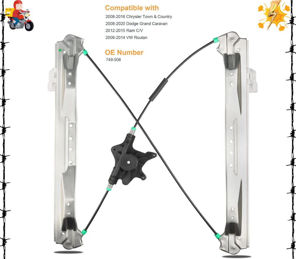 Power Window Regulator Without Motor Replacement for Chrysler Front Driver Side