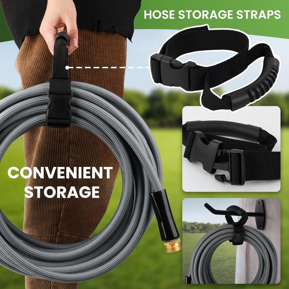 KLABB 36FT Garden Hose 5/8" with Solid Brass Connectors & 10-Function Nozzle,...