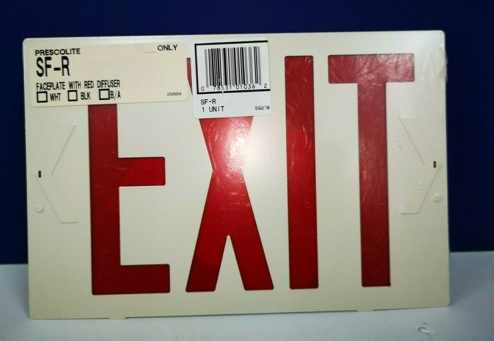 11" RED FACEPLATE ONLY Emergency Sign with Diffuser EXIT NEW PRESCOLITE SF-R