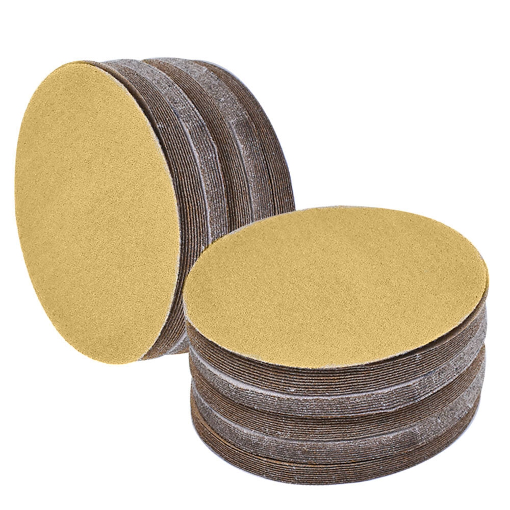 100 Pcs 320 Grit 5" NO-Hole Disc Hook Loop Pads Sanding Discs Flocking