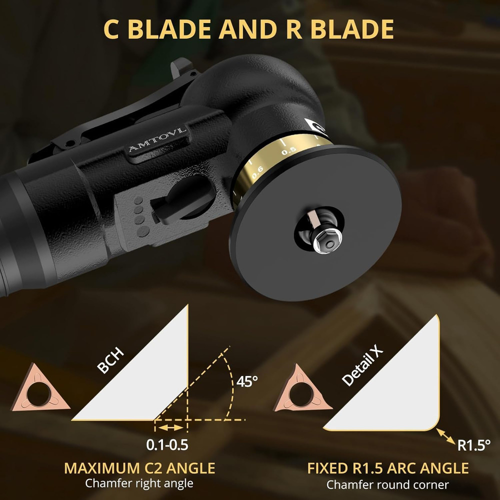Pneumatic Chamfering Tool - Mini Air Chamfer Tool with 10 C-Angle & 10 R-Angle B