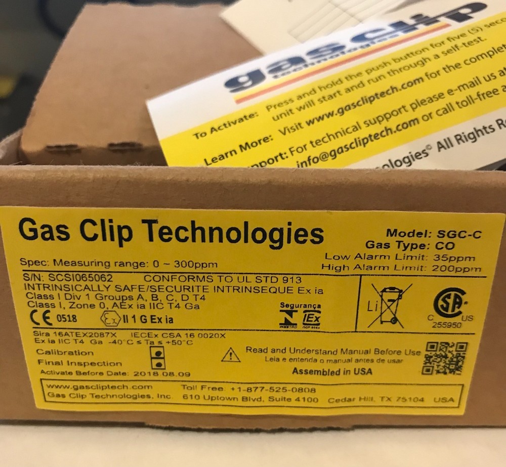 Gas Clip Technologies, SGC-C CO Carbon Monoxide