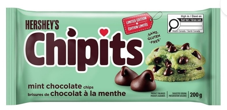 2 Hershey's Chipits Mint Baking Chocolate Chips 200g Each