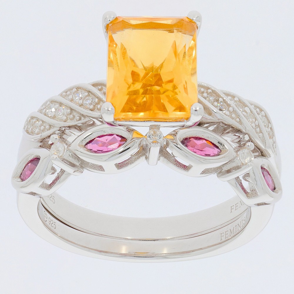 2 Pieces Set Sterling Silver Semi Mount Ring Setting Emerald OCT 9X7mm