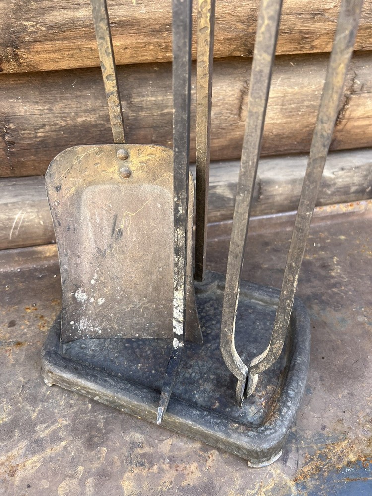 Antique Fireplace Tools Peerless Hammered Finish Early 1900’s
