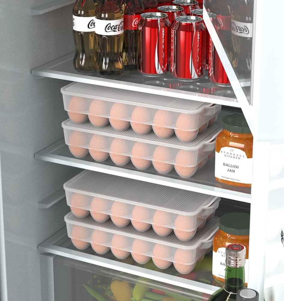 Clear Covered Egg Holder 3-Pack, Plastic Storage for