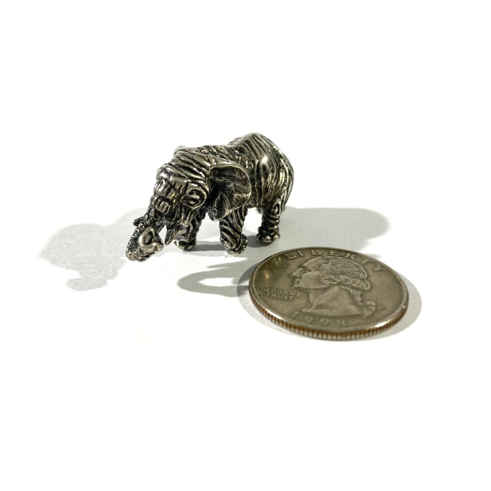 vintage solid silver elephant miniature , hallmarked italian figurine