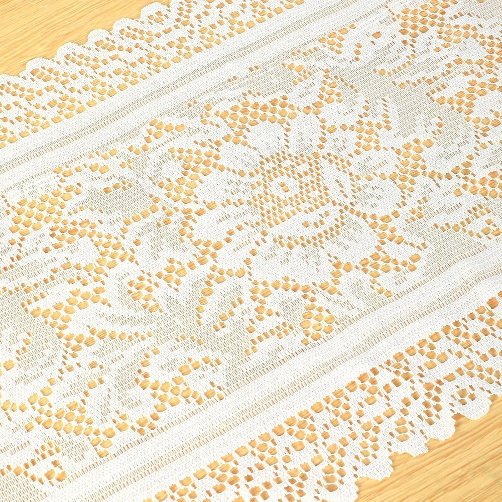2 Pack Cotton Crochet Lace Rectangular Table Runner Doilies Table Dresser Scarf