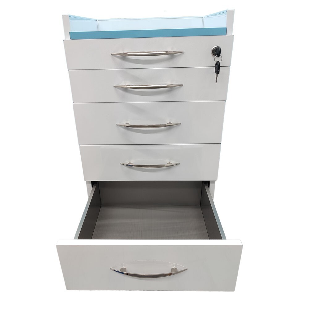 4 Drawer Removable Dental Assistant Mobile Cabinet & Cupboards w/Divider Bracket