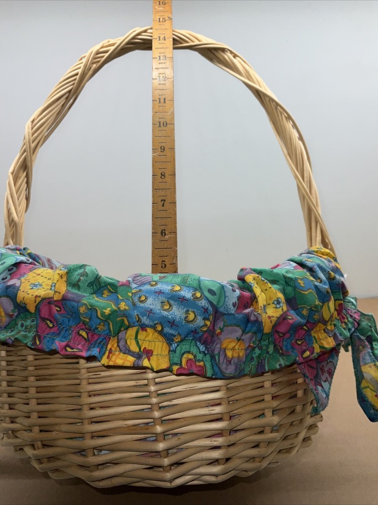 Easter Basket Kitsch Multi Color Liner Woven Boho Wicker