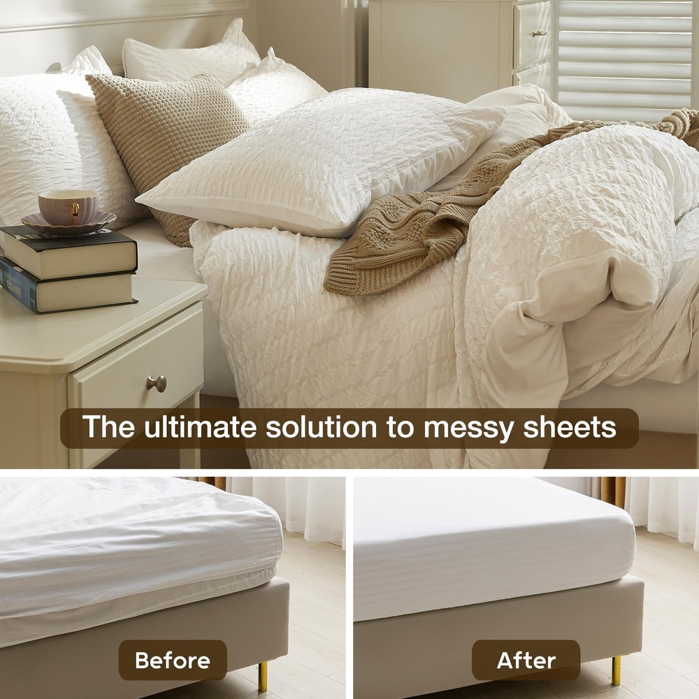 Bed Sheet Straps Adjustable Elastic Fasteners with Metal Clips Fitted Bed She...