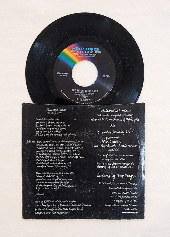 DAVEY JOHNSTONE & NIGEL OLSSON SIGNED 7" RECORD SINGLE elton john PROOF