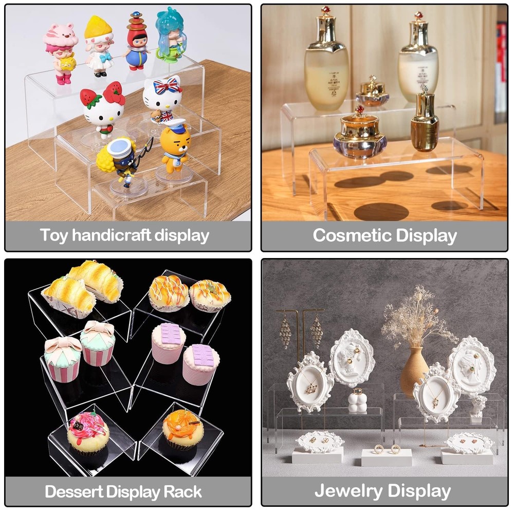 Acrylic Risers 6 Pcs, Clear Risers Display Stand, Plastic Display Risers, Tra...