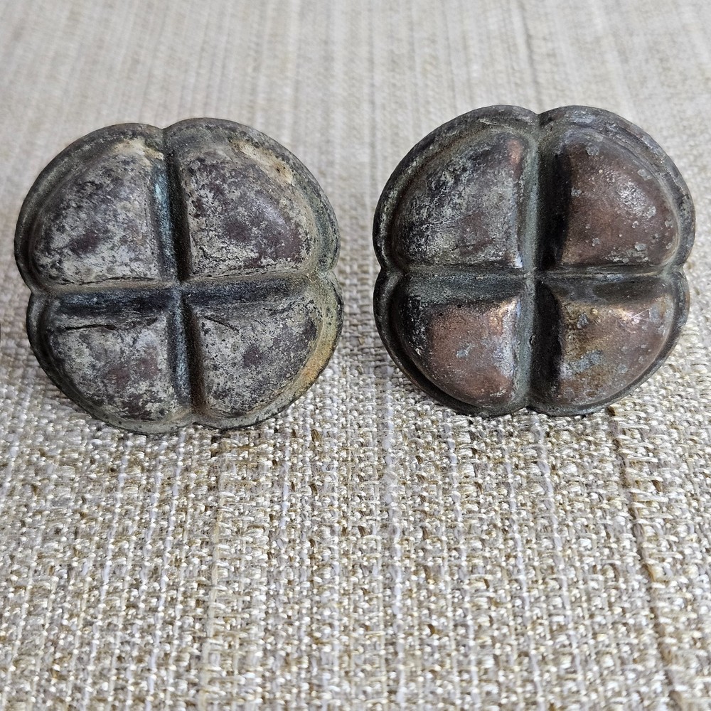 Unique Drawer Knobs Set 4 Antique Style Clover Patina Cast Metal Cabinet Pulls