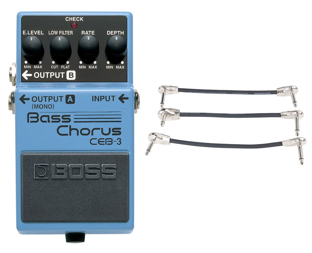 Boss CEB-3 Bass Chorus + Gator Patch Cable 3 Pack