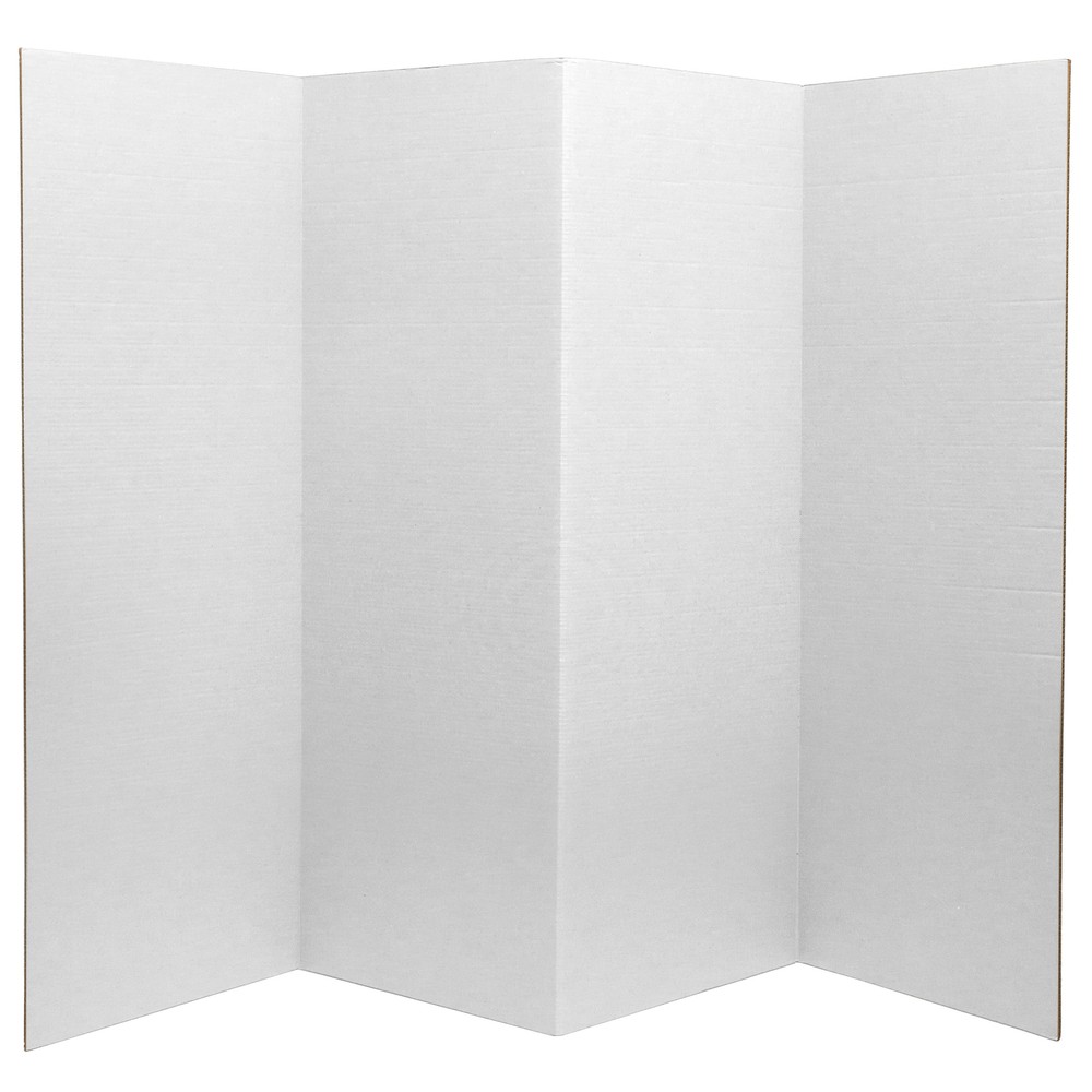 4 ft. Short White Temporary Cardboard Folding Screen - 4 Panels