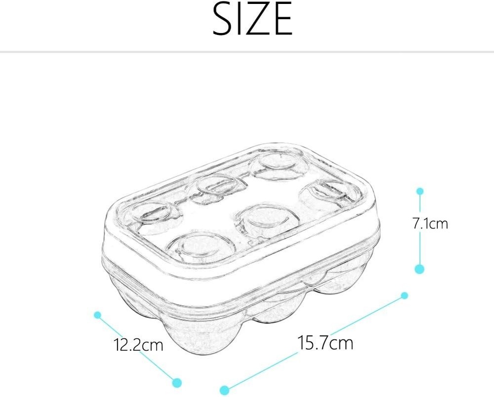 JAMOR 6 Grid Egg Storage Box Refrigerator Crisper Protection Blue