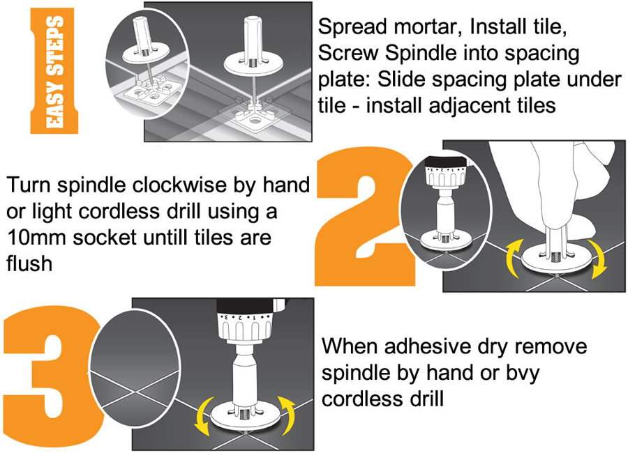 ATR Tile Leveling Alignment System T Shape Spacers Floors and Walls
