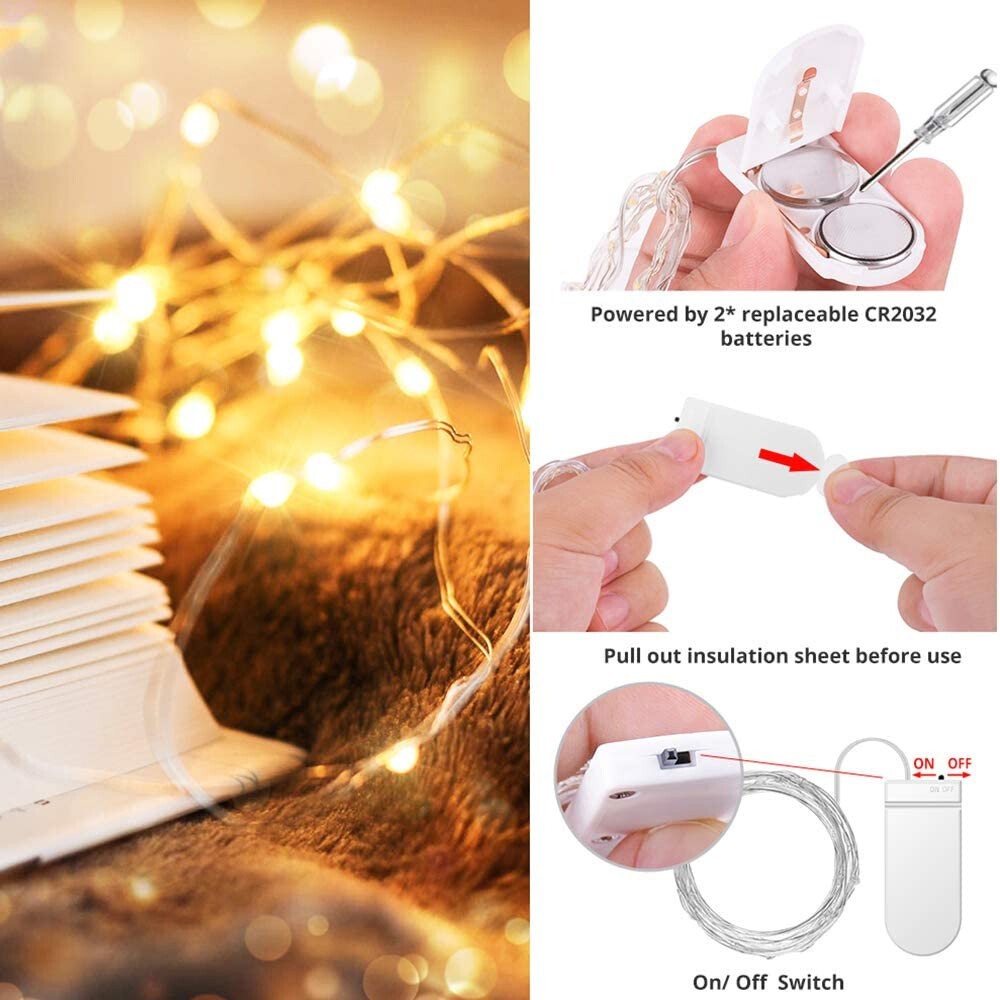 12-Pack 20 LED Fairy String Lights Battery Operated String Lights Waterproof US