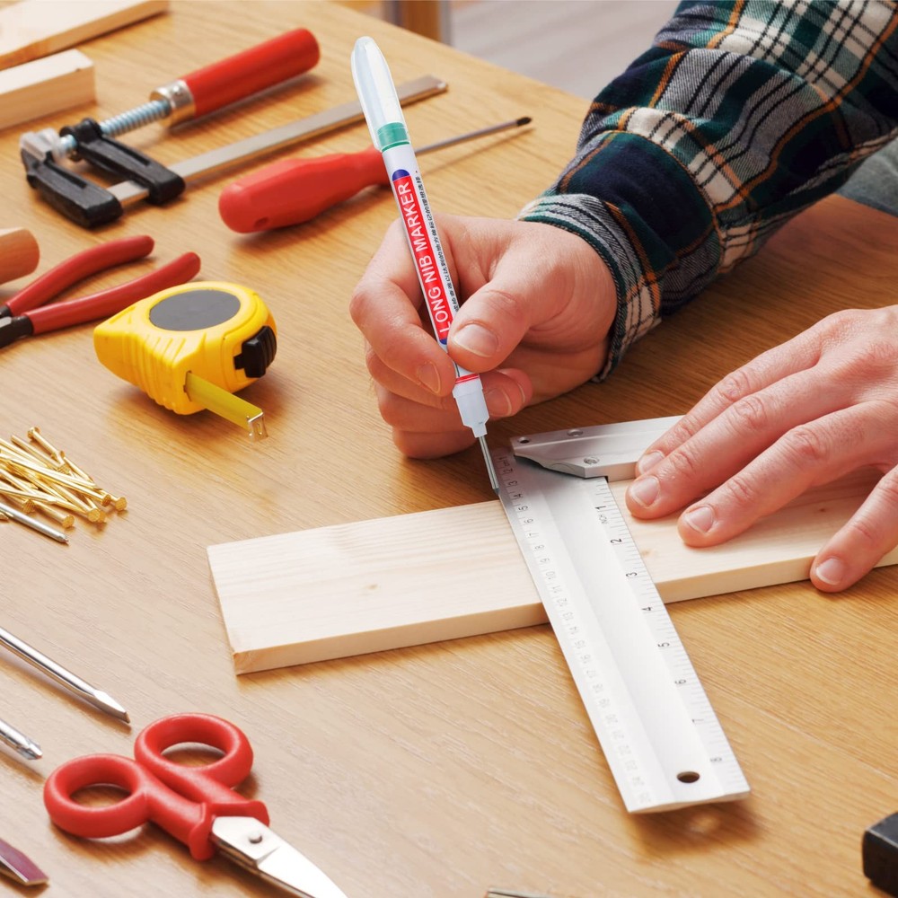 24 Long Nib Marker Pens - Waterproof Multi-Purpose Drill Carpenter Tools