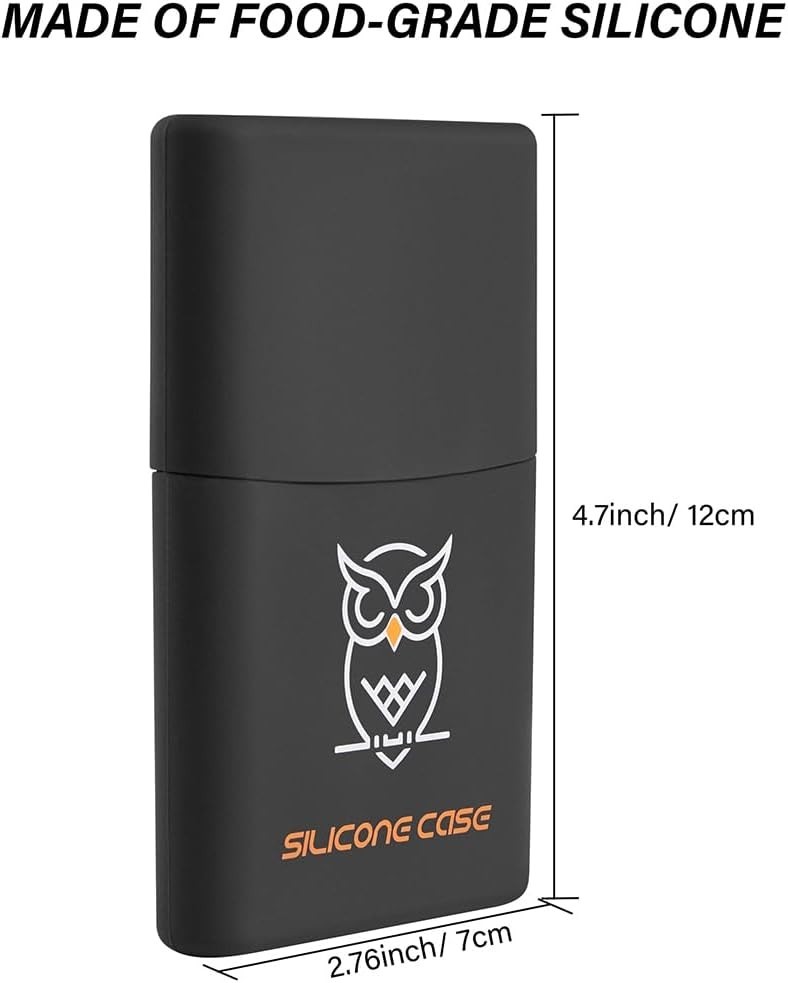 Black Silicone King Size Pre-Roll Cone Holder Case 5-Cone Storage Box Reusabl...