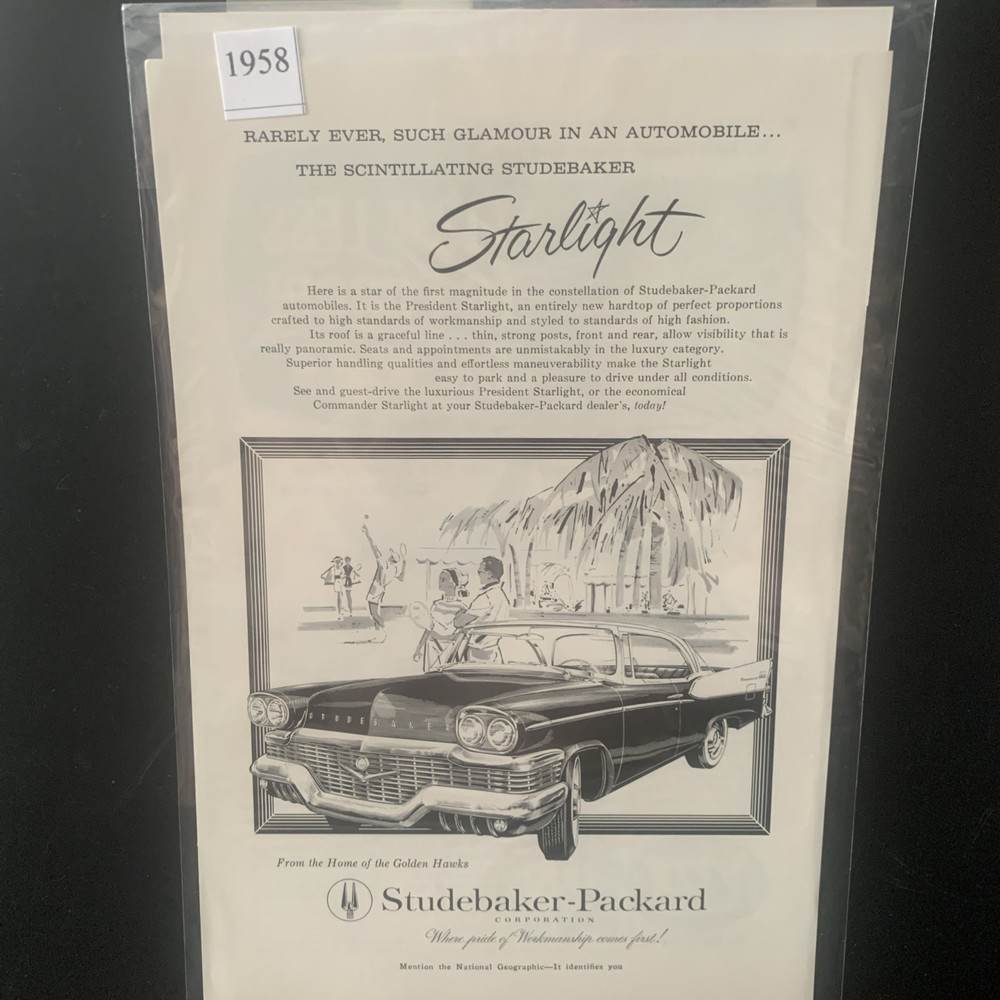 Vintage 1958 Studebaker Packard Starlight Rarely Ever Such Ad Advertisement