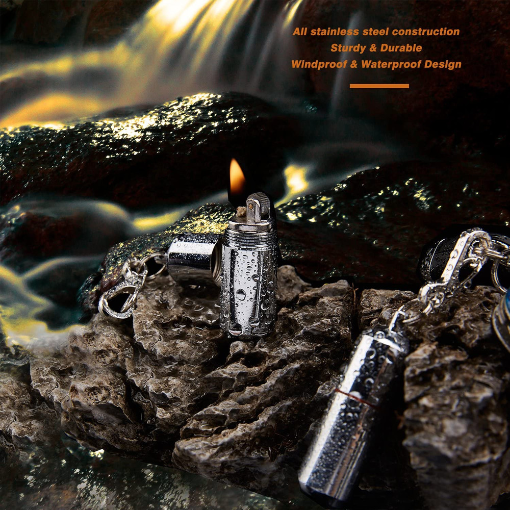 2 Pack Keychain Peanut Lighter EDC Mini Waterproof Lighter for Fire Starter Surv