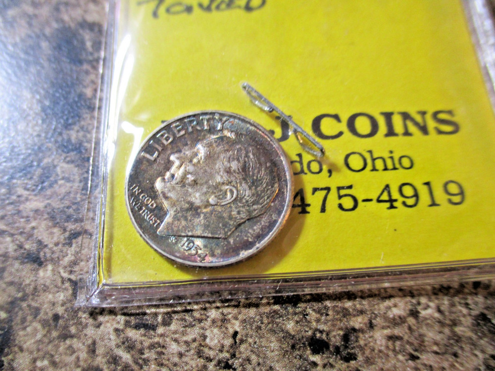 1954 ROOSEVELT DIME TONED     AA