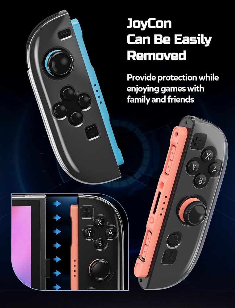 Removable TPU protective case for Switch 2 (2025), shockproof transparent shell.