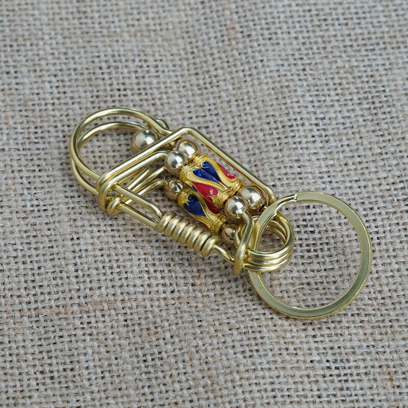 EDC 1 PC Brass Creative Keychain w/ Keyring , Hanging Car Keychain Tool