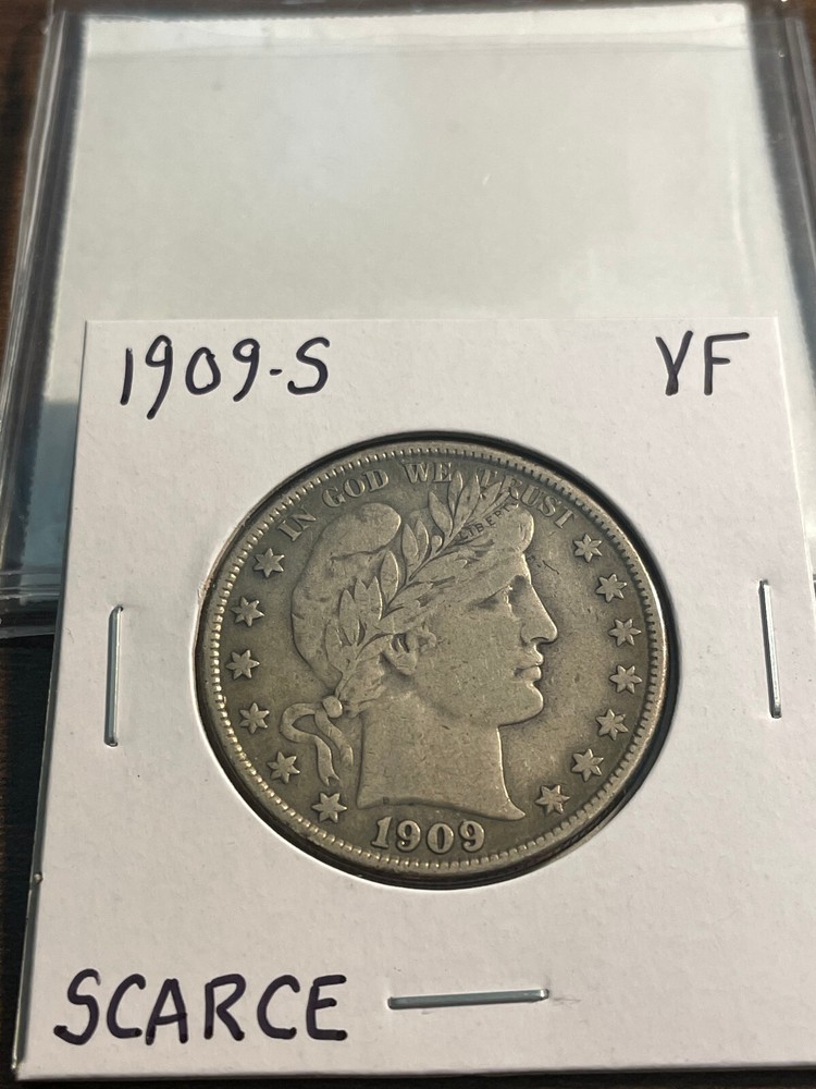 1909-S Barber Silver Half Dollar 50C VERY FINE (VF)