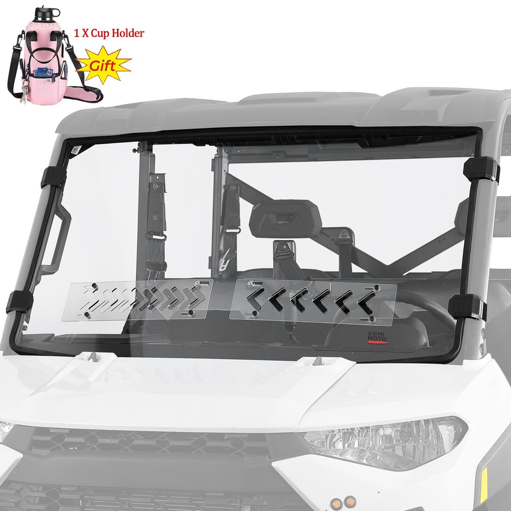 UTV Vented Front Windshield for Polaris Ranger XP 1000 XP 900 Crew 2017-2026