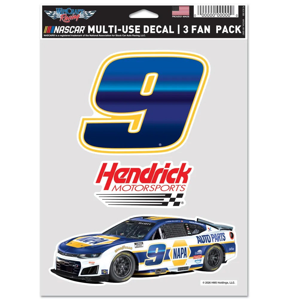 Chase Elliott 2026 Multi-Use NAPA #9 Decal 3-Pack